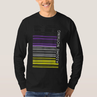 Camiseta Nada Bandeira Não Binária Código de Barras Enby Ge
