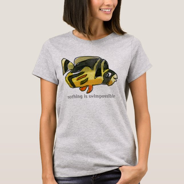 Camiseta Nada é Inviável Peixe-Butterflyfish Negro (Frente)