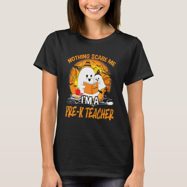 Camiseta Nada me assusta, sou um professor de pré-escola, p (Frente)