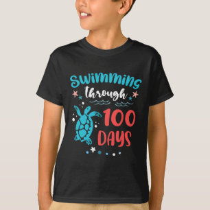 Camiseta Nadação Do Mar De Tartaruga Por 100 Dias De Chá Es