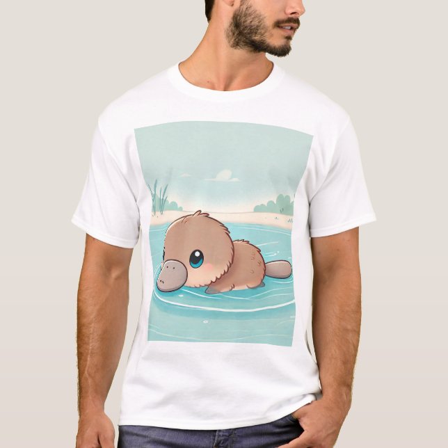Camiseta Nadador de Playpus Adorável Design (Frente)