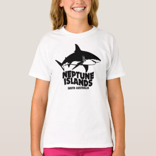 Camiseta Nadando Com Tubarões-Brancos Gigantes Ilhas de Net