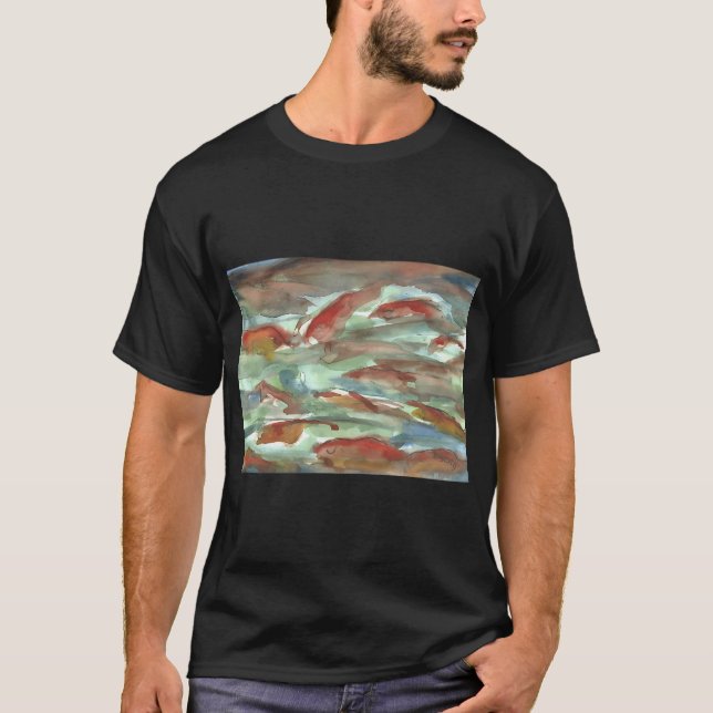 Camiseta Nadando Como Peixes - Nuvem Dourada (Frente)