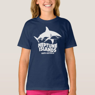 Camiseta Nadar Com Tubarões Brancos Excelentes Ilhas Netuno