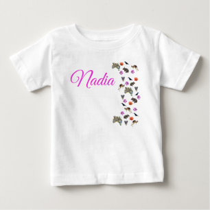 Camiseta Nadia, Logotipo do Nome com Vida Selvagem Australi