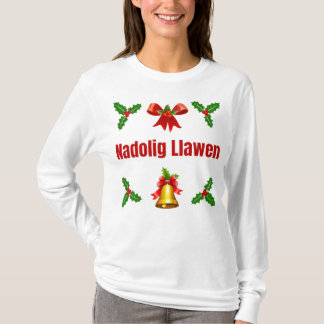 Camiseta Nadolig Llawen - Manga longa para mulheres