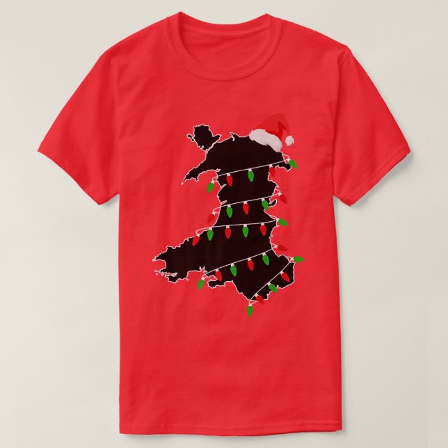 Camiseta Nadolig Llawen Wales Christmas Lights Welsh Xmas D (Frente do Design)