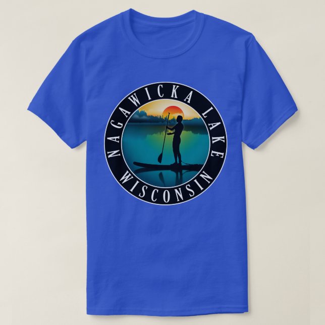 Camiseta Nagawicka Lake Wisconsin Paddleboard (Frente do Design)