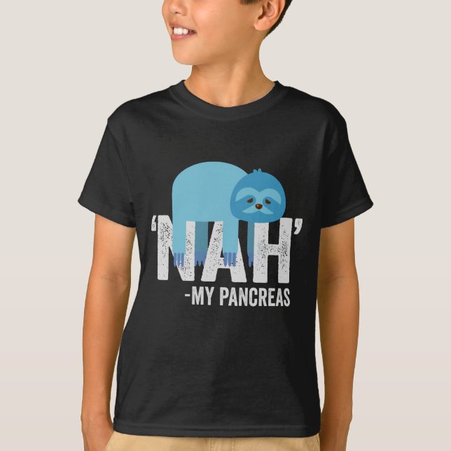 Camiseta Nah, meu Pancreino Engraçado Diabetes Azul Fita (Frente)