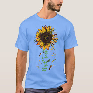 Camiseta Nail Tech artista Sunflower engraçado unhas chefe