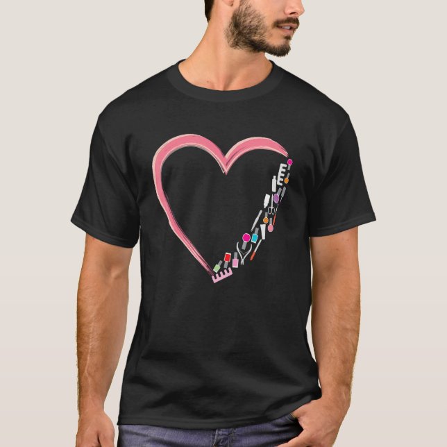 Camiseta Nail Tech Work Uniform Nail Heart Polonês (Frente)