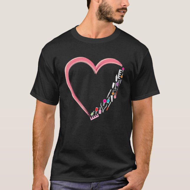 Camiseta Nail Tech Work Uniform Nail Heart Polonês (Frente)