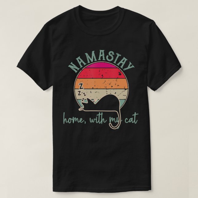 Camiseta Namastay Home with My Cat Namaste for Women (Frente do Design)