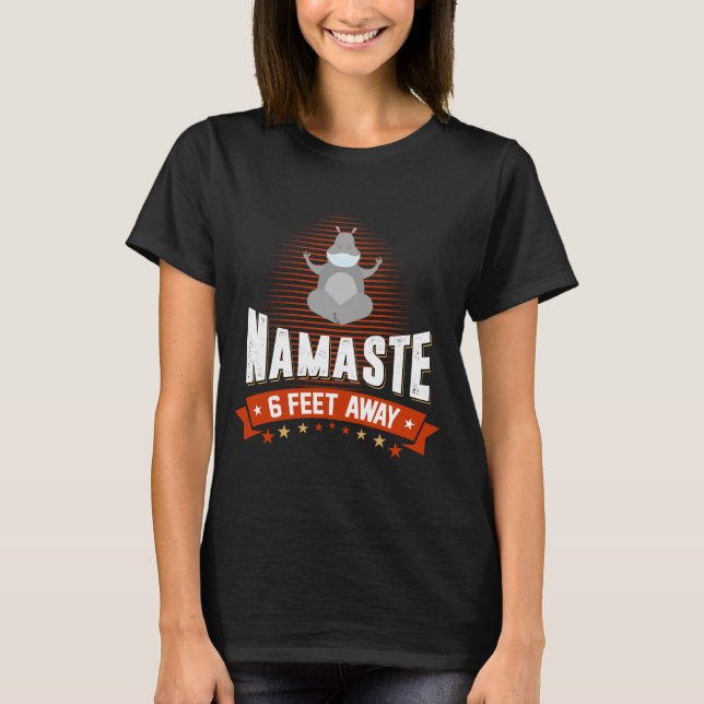Camiseta Namaste 6 pés distante Hippopotamus Yoga (Frente)