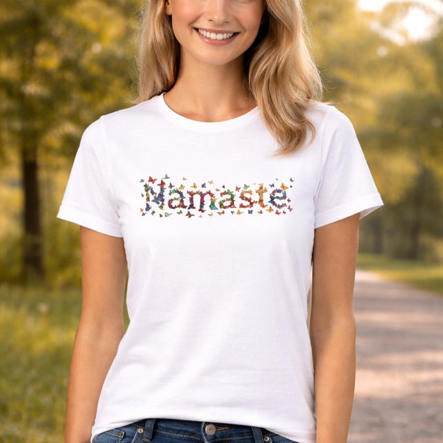 Camiseta Namaste Colorful Butterfly Graphic Art -Yoga Lover (Criador carregado)