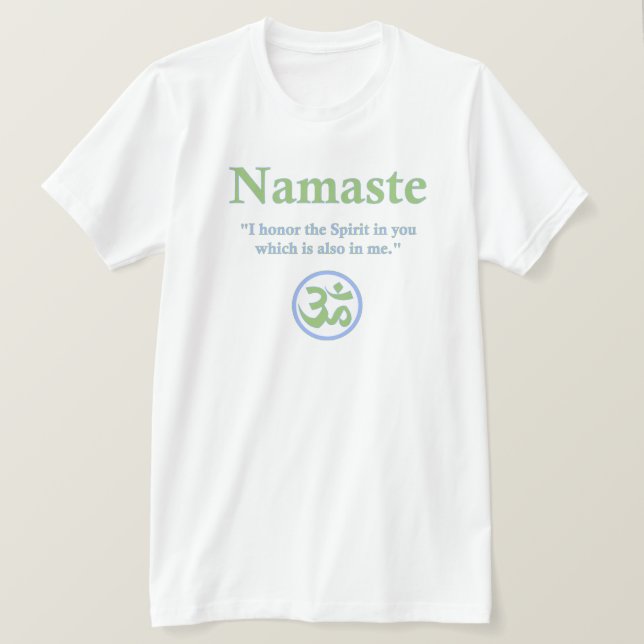 Camiseta Namaste - com aspas e símbolo Om (Frente do Design)