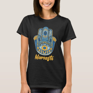 Camiseta Namaste Mão de Hamsa Yoga Hinduísmo Fatima Árabe