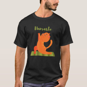 Camiseta Namaste Orange Tabby Kitty Cat para Instrutor Yoga