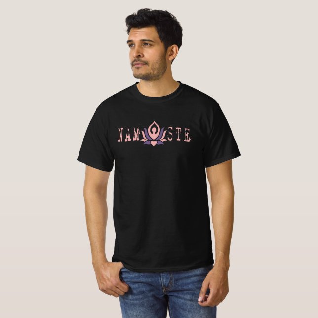 Camiseta Namaste por Meditação de Yoga Lover Flor de Lotus (Frente Completa)