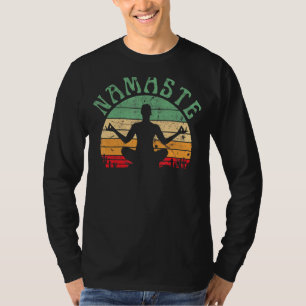 Camiseta Namaste Yoga Pose Meditação Zen Peace Women Retro