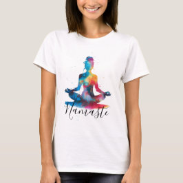 Camiseta Namaste Yoga Silhouette | Meditação Colorida