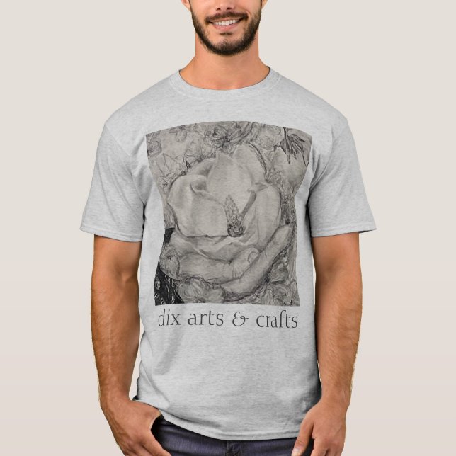 Camiseta namesake magnolia, flores, tecido, algodão e mão (Frente)