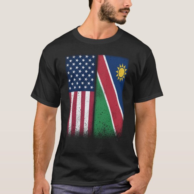 Camiseta Namibia Namibian American Flags Proud USA Namibia (Frente)