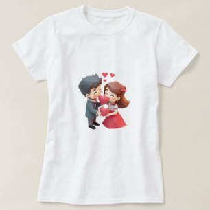 Camiseta namorada amor super-herói fofo 