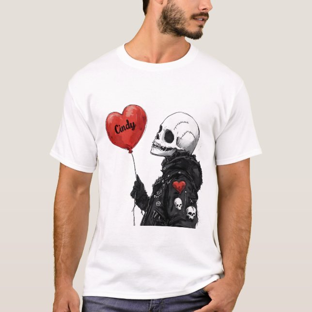 Camiseta Namorada Assustadora - Caveira Personalizável com  (Frente)