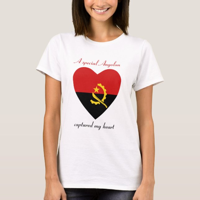 Camiseta Namorada Bandeira de Angola (Frente)