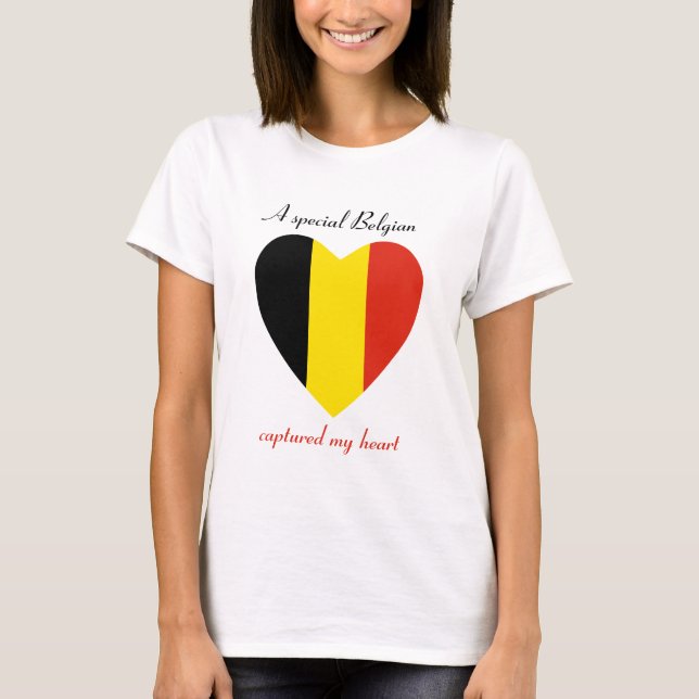 Camiseta Namorada da Bandeira da Bélgica (Frente)