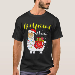 Camiseta Namorada de Lhama Luz Chapéu de Papai Noel Xmas Pi