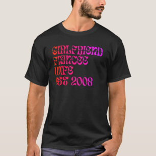Camiseta Namorada Fiance Wife Est 2008 Wedding Anniversar