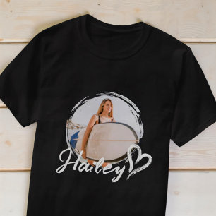Camiseta Namorada Simples Grunge Moderno Coração Foto Legal