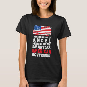 Camiseta Namorado Americano Engraçado e Sábio Bandeira dos