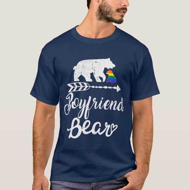 Camiseta Namorado Bear LGB Orgulho Arco-Arco Natal Gay (Frente)