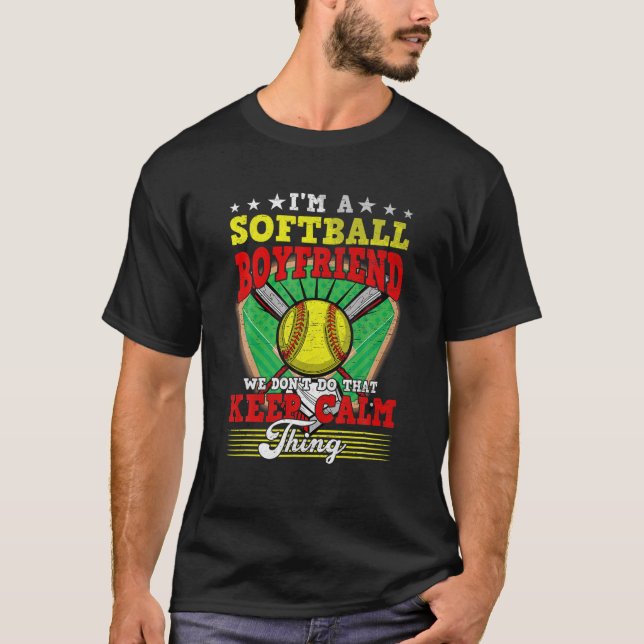 Camiseta Namorado de softball Não faça isso mantenha a calm (Frente)