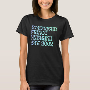 Camiseta Namorado Fiance Husband Est 2002 Wedding Annivers