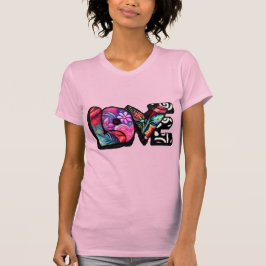 Camiseta Namorados abstrato Love Word Grafite Floral Cor-de