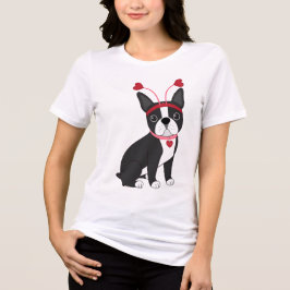 Camiseta Namorados Adorável de Boston Terrier