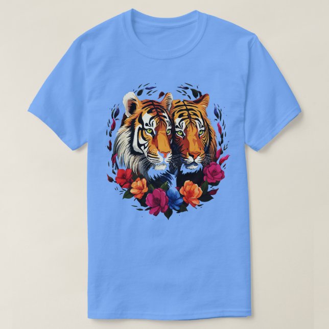 Camiseta Namorados Casal de Tigre Siberiano (Frente do Design)