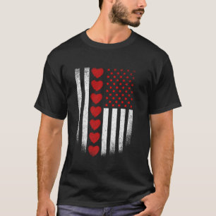 Camiseta Namorados Day American Flag Red Hearts US Patrio