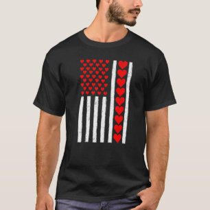Camiseta Namorados de Coração da Bandeira Americana Engraça