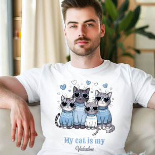 Camiseta Namorados de Gato Gato Gato-Gato Branco Nome Perso