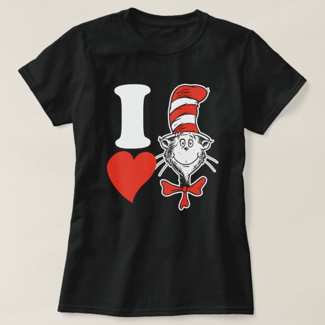 Camiseta Namorados Dr. Seuss| Coração O Gato No Chapéu (Frente do Design)