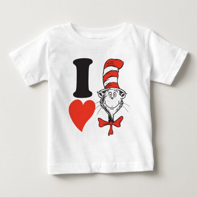Camiseta Namorados Dr. Seuss | I Coração O Gato no Chapéu (Frente)