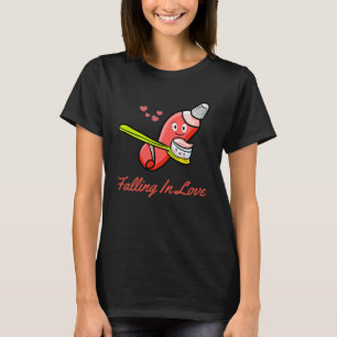 Camiseta Namorados Engraçado Pasta de Dentes Amor Pincéis d