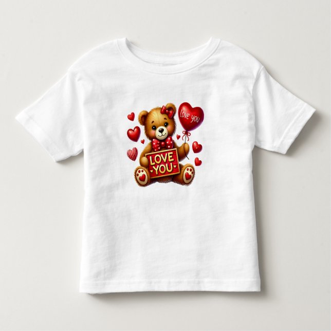 Camiseta Namorados Eu Te Amo Vermelho De Urso Teddy (Frente)