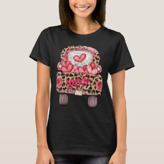 Camiseta Namorados Feliz de Leopardo Leopardo Rosa XOXO