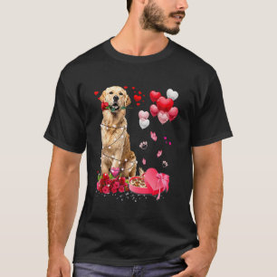 Camiseta Namorados Feliz para Ouro de Retriever Rosa Engraç